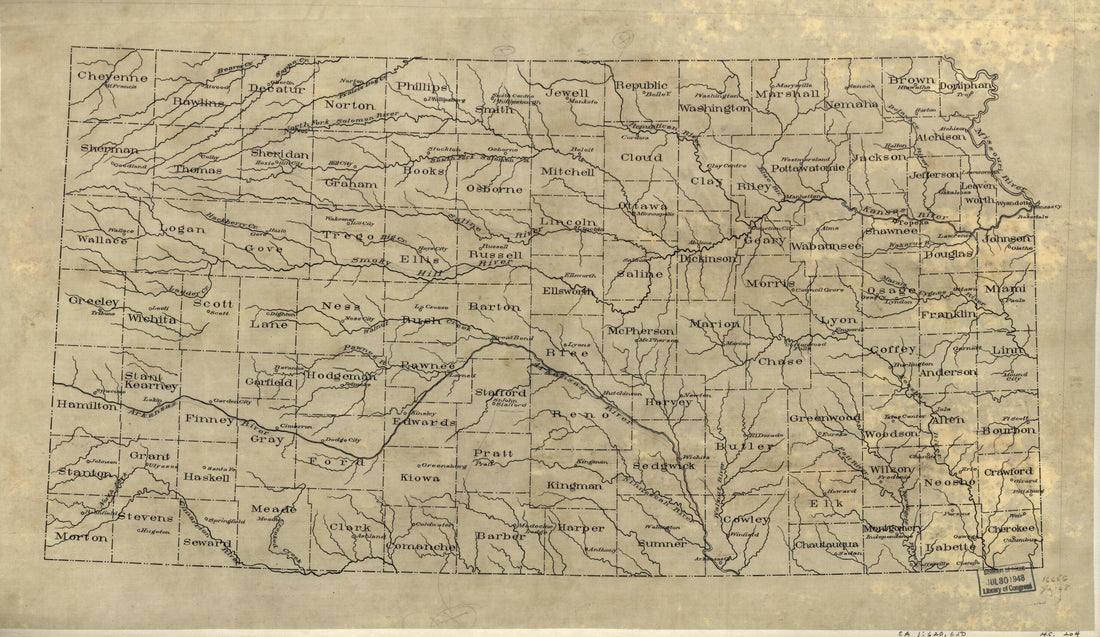 This old map of Base Map of Kansas from 1893 was created by  in 1893