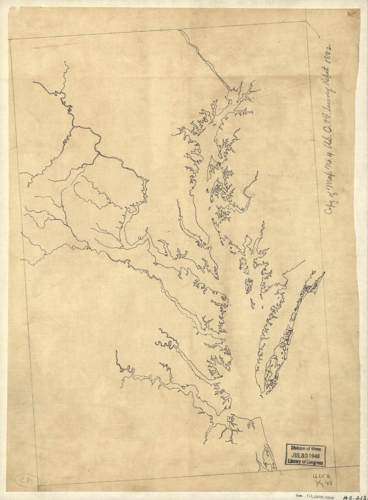 Outline Map of Eastern Virginia and the Chesapeake Bay Region 1882 by Relic Map Company