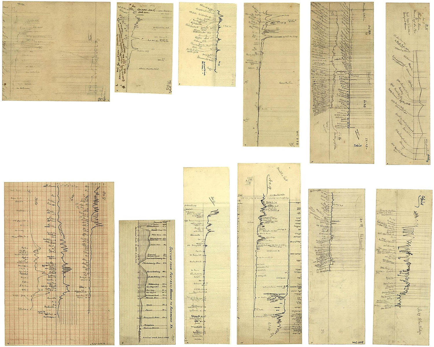 This old map of Profiles of 17 Cross Sections of Various Parts of Virginia, Drawn On 11 Sheets from 1880 was created by  in 1880