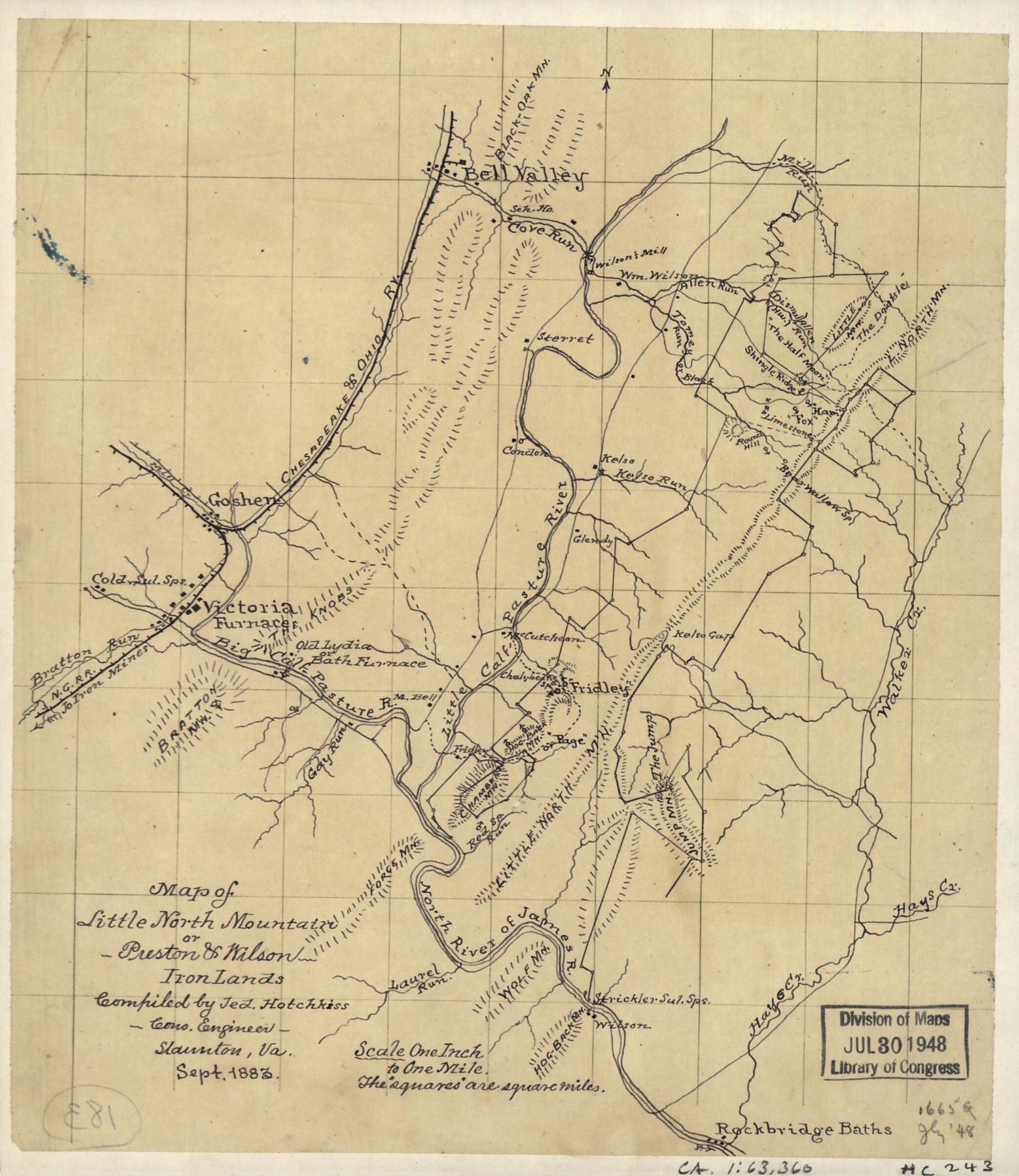 This old map of Map of Little North Mountain Or Preston &amp; Wilson Iron Lands (Preston &amp; Wilson Iron Lands) from 1883 was created by Jedediah Hotchkiss in 1883