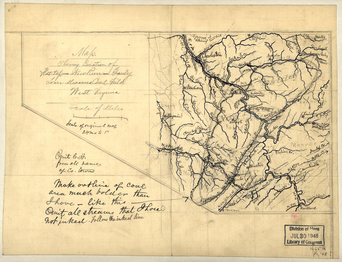 This old map of Map Showing Location of Flat Top, New River, Gauly Lower Measures Coal Field, West Virginia from 1880 was created by  in 1880