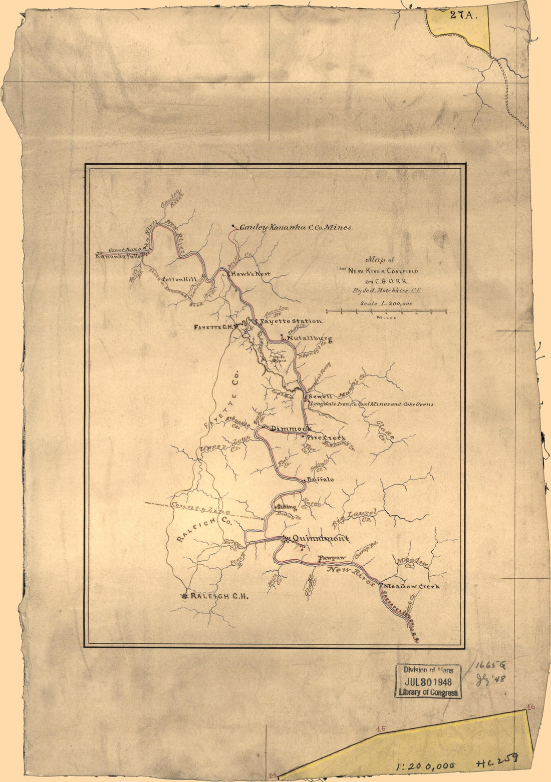 This old map of Map of the New River Coalfield On C.&amp; O. R.R from 1880 was created by Jedediah Hotchkiss in 1880