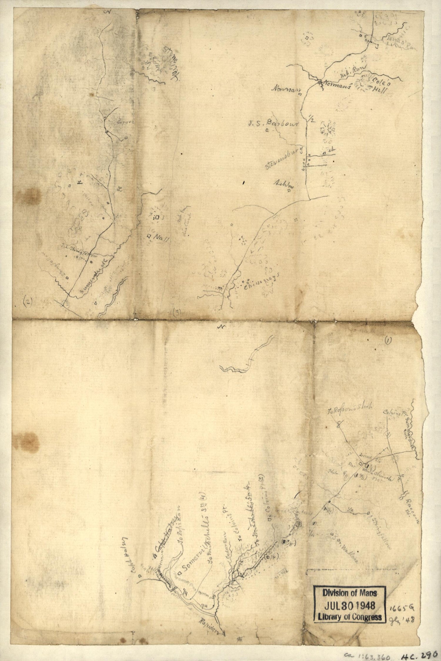 This old map of Sketch of the Road from Somerville to Jonas Run, Beyond Stevensburg, In Culpeper County, Va. from 1860 was created by  in 1860