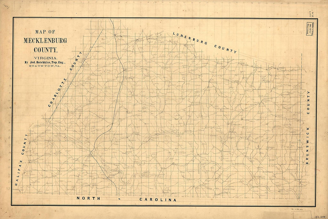 This old map of Map of Mecklenburg County, Virginia from 1860 was created by Jedediah Hotchkiss in 1860