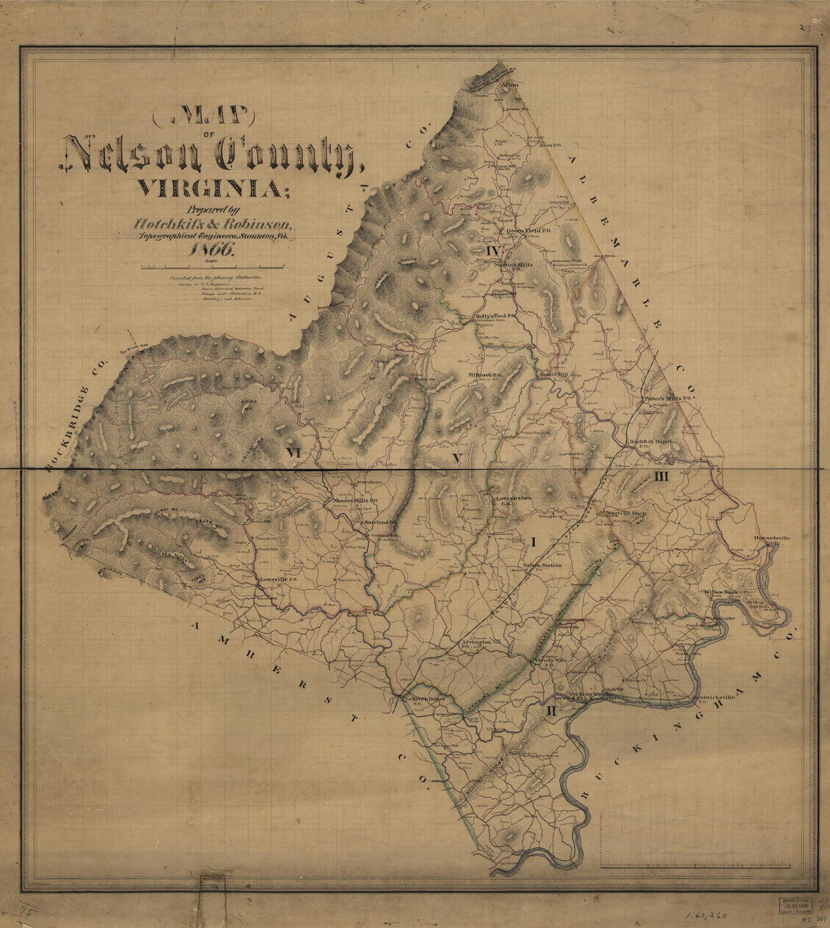 Map of Nelson County, Virginia 1866 by Relic Map Company
