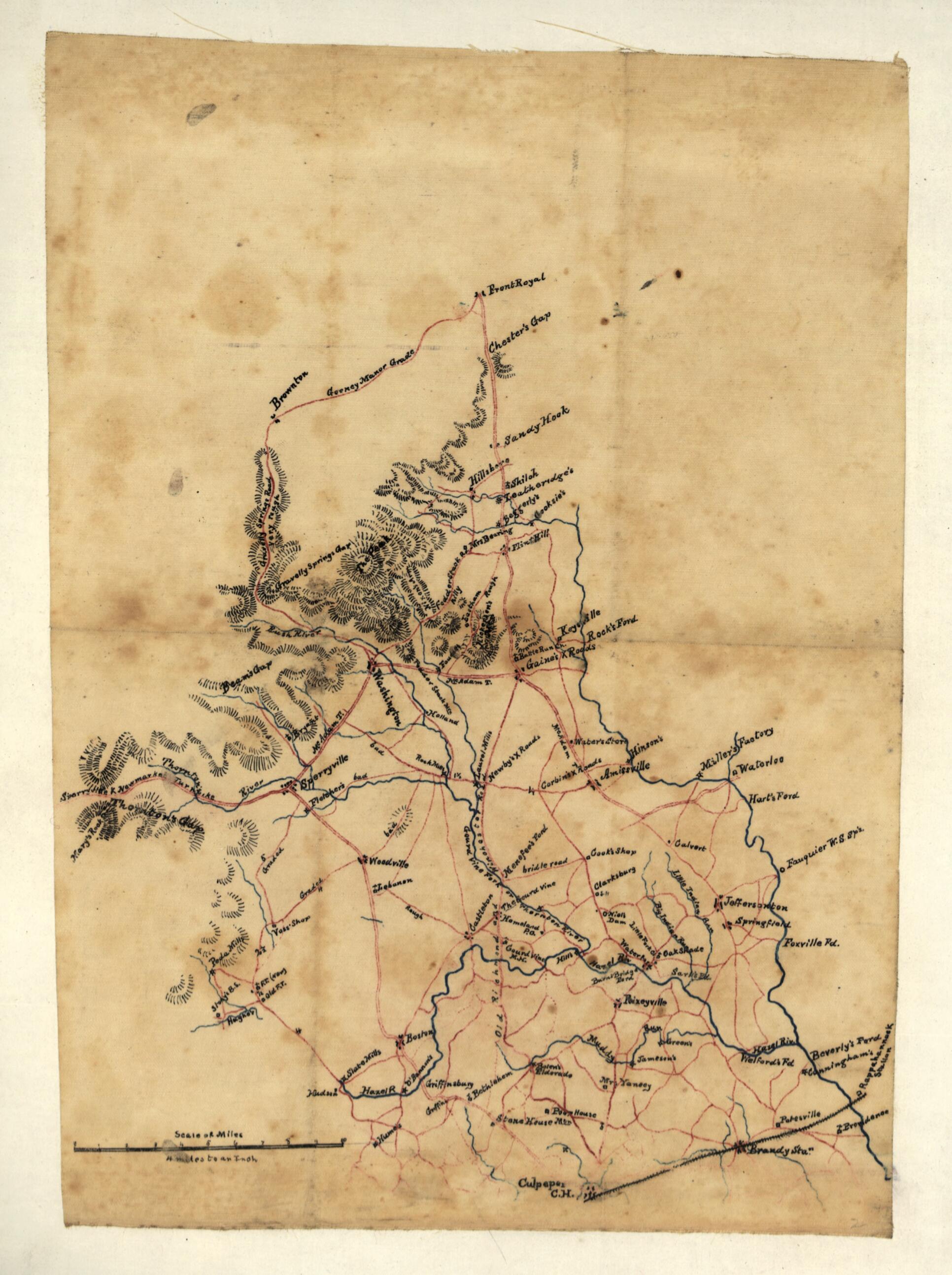 This old map of Sketch of Parts of Warren, Rappahannock, and Culpeper Counties, Virginia, Including the Area Between the Rappahannock River the Blue Ridge, from Front Royal to Culpeper from 1860 was created by  in 1860