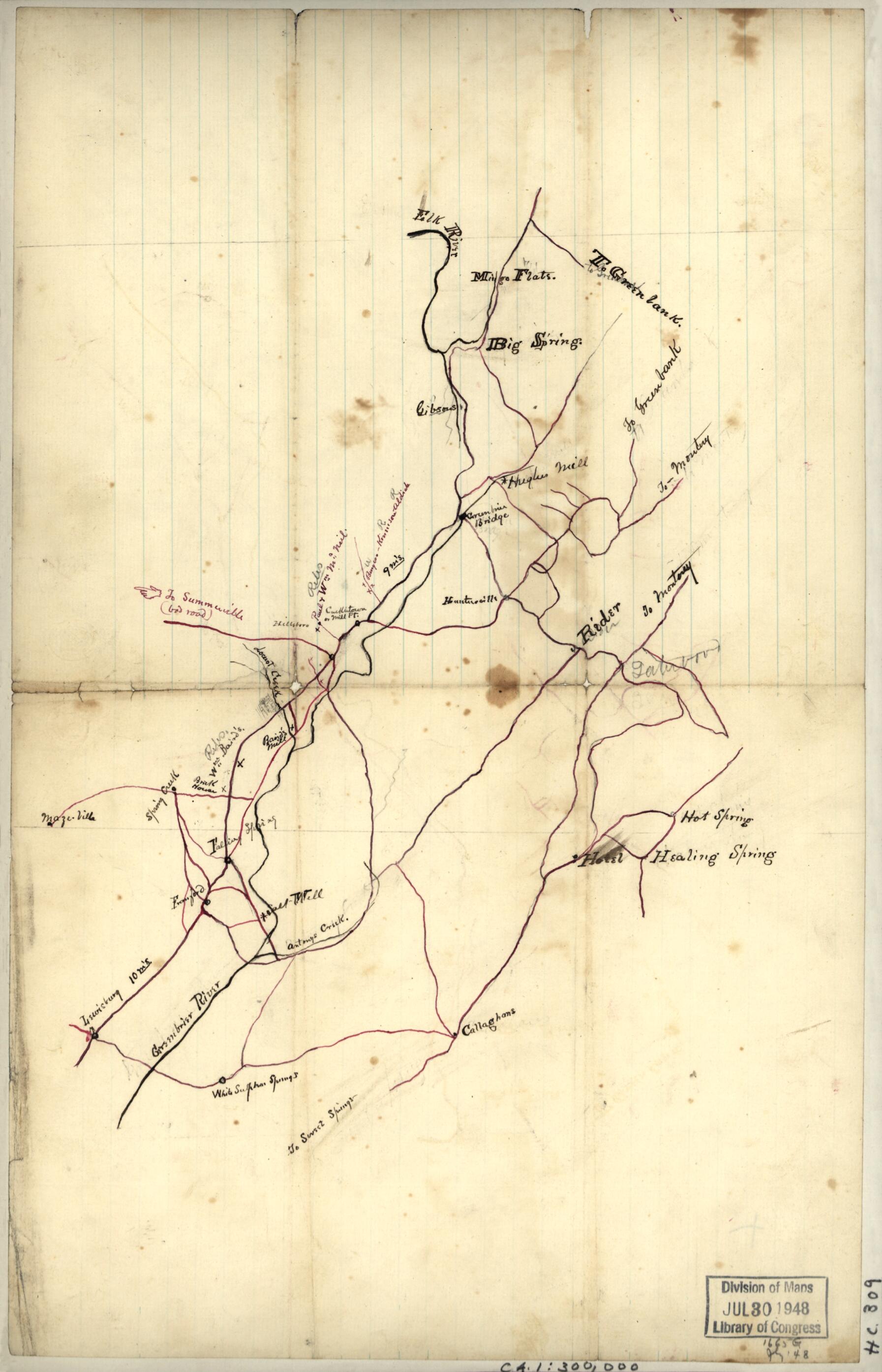 Rough Sketch of Roads and Streams In Pocahontas and Greenbrier Counties ...