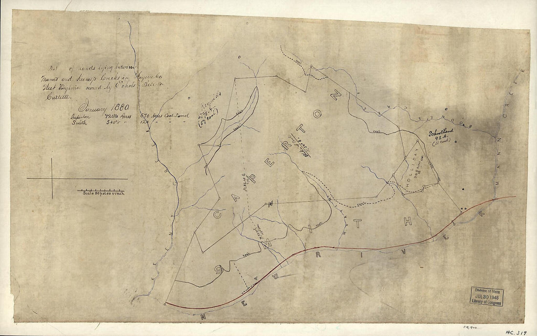 This old map of Plat of Lands Lying Between Mann&