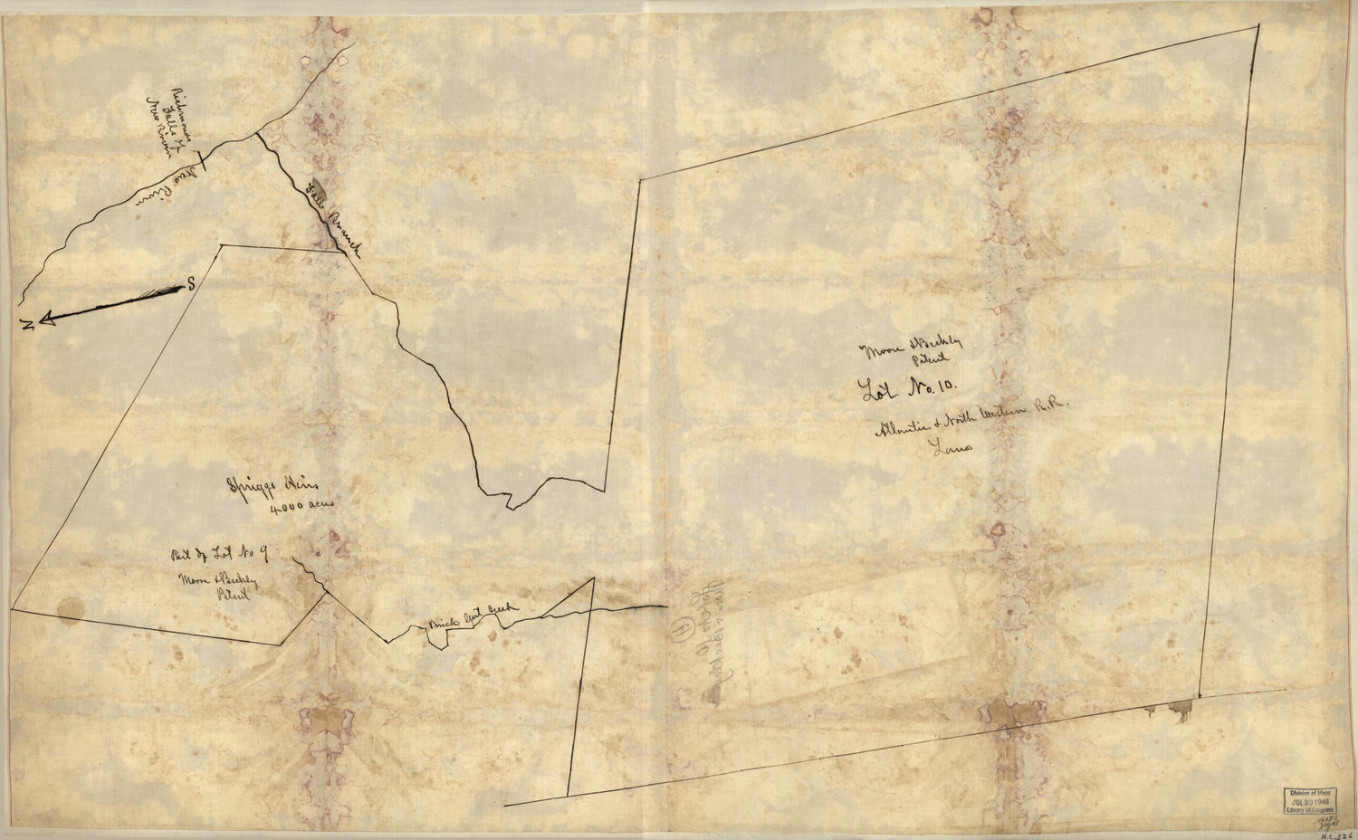 This old map of Moore &amp; Beckly i.e. Beckley Patent, Lot No. 10, Atlantic &amp; North Western R.R. Land. (Moore and Beckley Patent, Lot Number 10, Atlantic and North Western R.R. Land) from 1880 was created by  in 1880