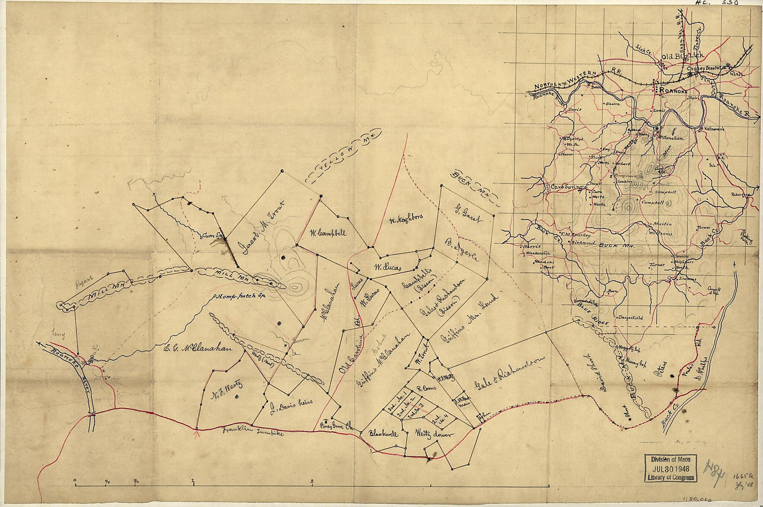 This old map of Sketch Map of the Vicinity of Roanoke, Virginia from 1880 was created by  in 1880