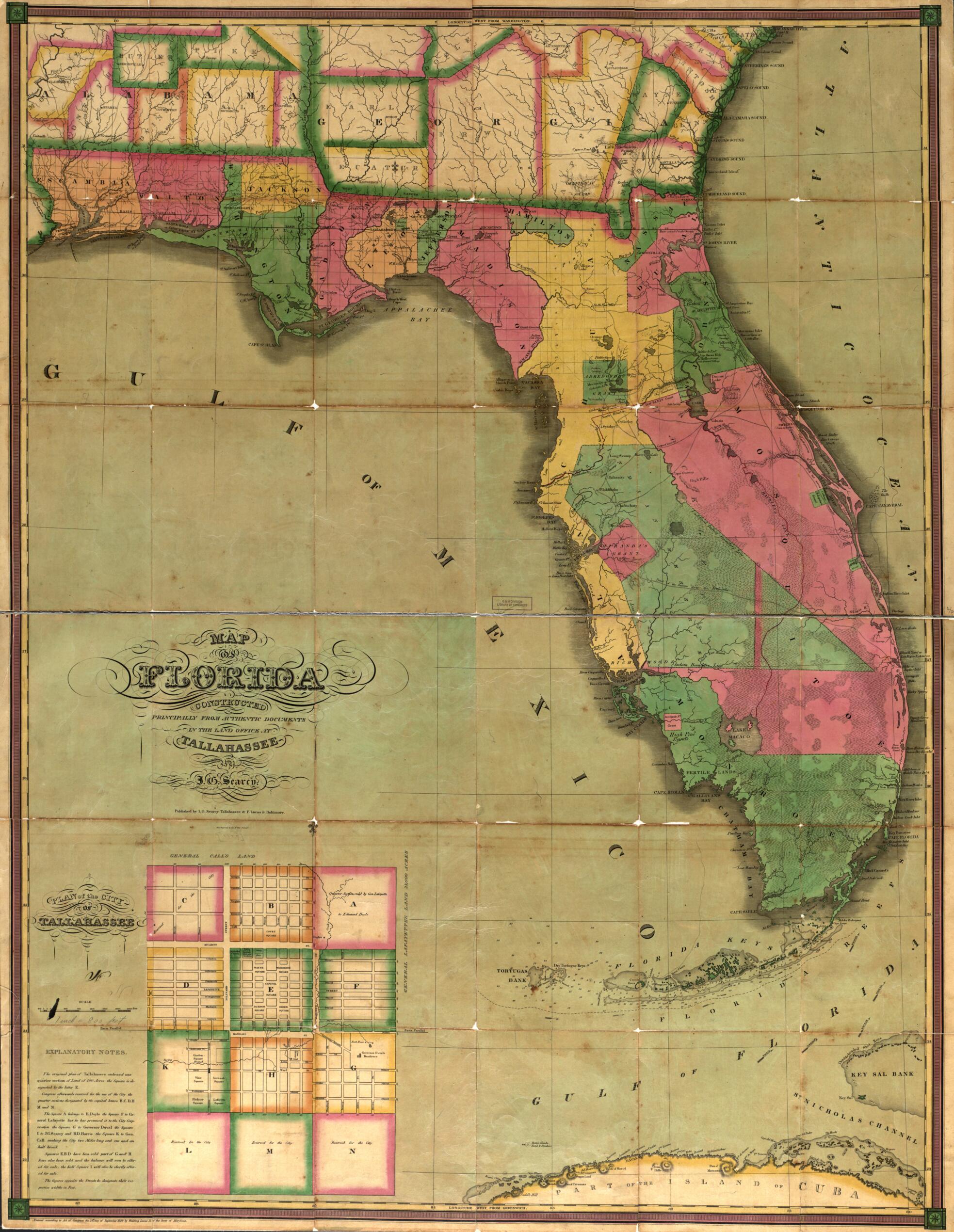 This old map of Map of Florida : Constructed Principally from Authentic Documents In the Land Office at Tallahassee from 1829 was created by Fielding Lucas, I. G. Searcy in 1829