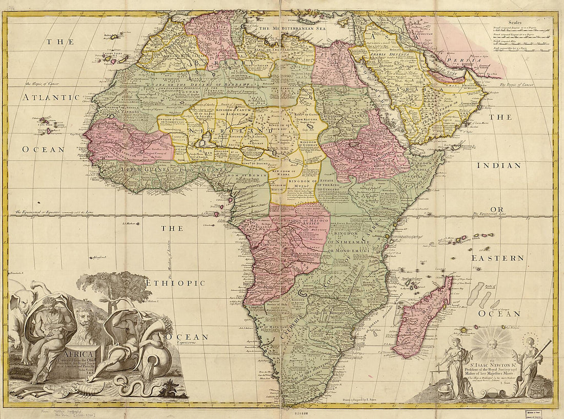 This old map of Africa : Corrected from the Observations of the Royal Society at London and Paris from 1725 was created by John Senex in 1725