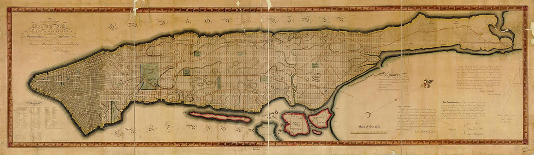This old map of This Map of the City of New York and Island of Manhattan, As Laid Out by the Commissioners Appointed by the Legislature, April 3d, 1807 Is Respectfully Dedicated to the Mayor, Aldermen and Commonalty Thereof (Map of the City of New York a