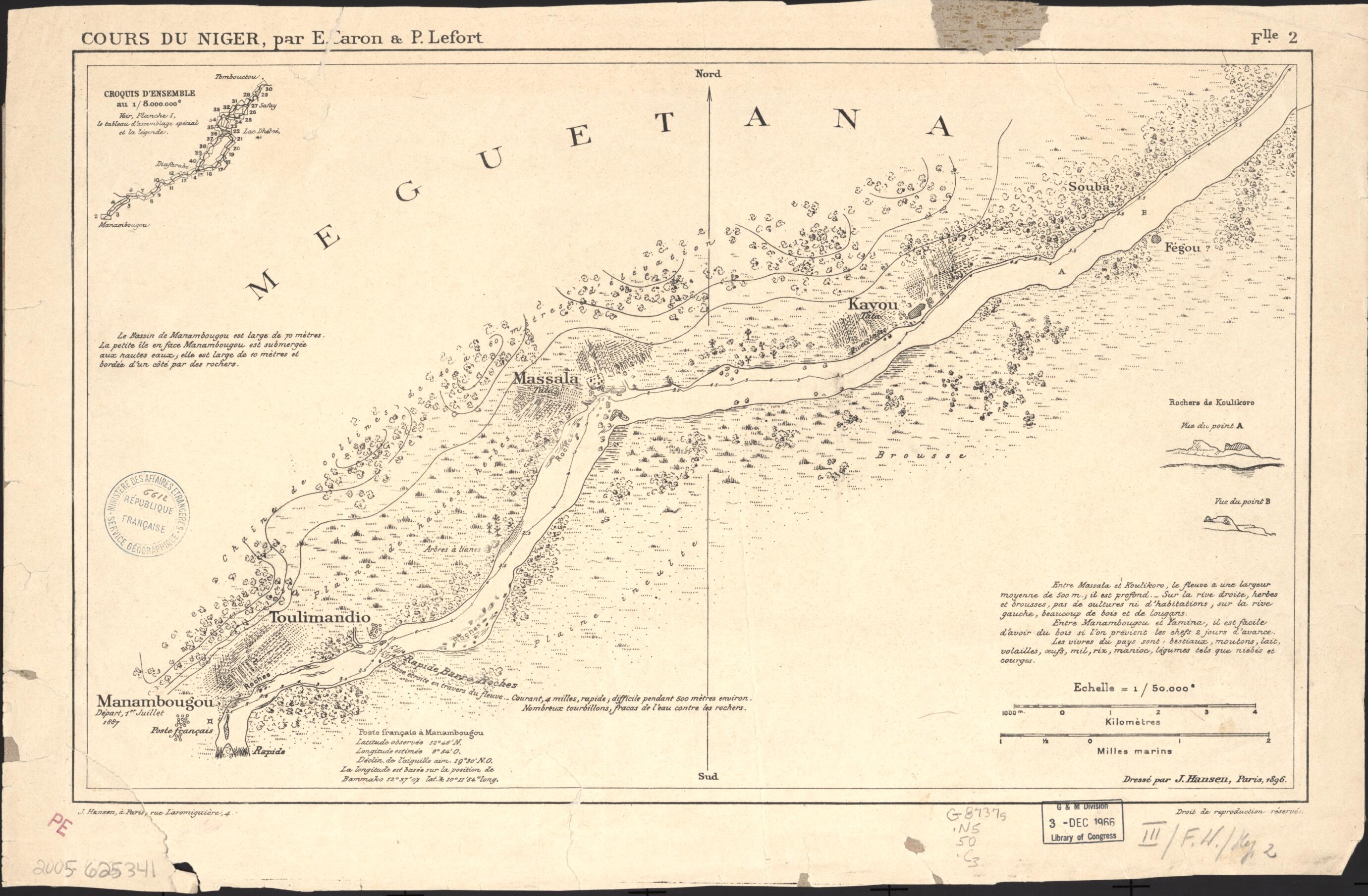 This old map of Cours Du Niger from 1896 was created by  Jules), P. Lefort in 1896