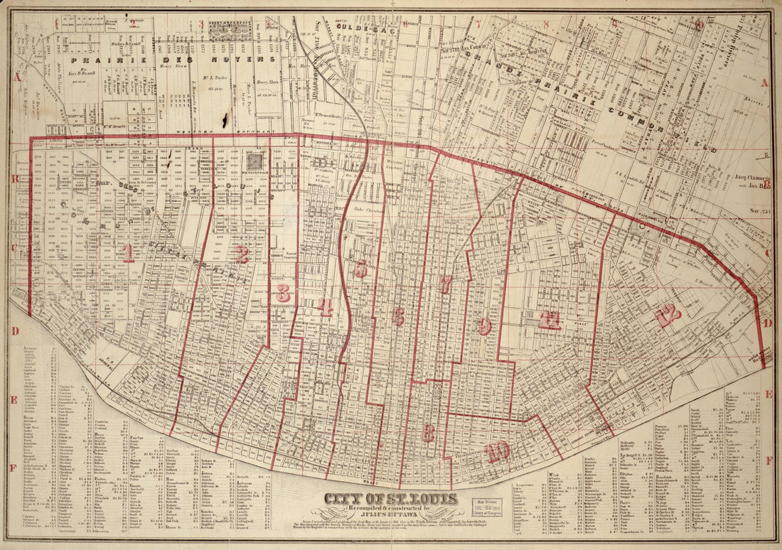 This old map of City of St. Louis from 1870 was created by Julius Hutawa in 1870