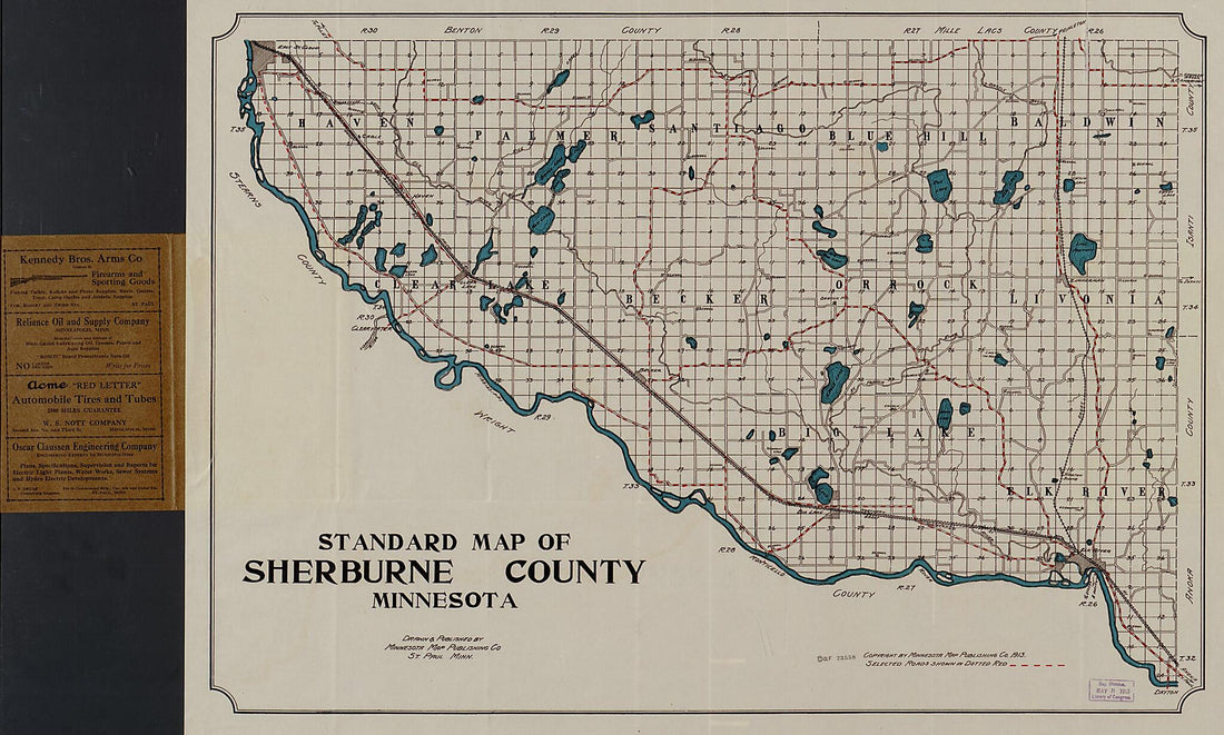 This old map of Standard Map of Sherburne County, Minnesota from 1913 was created by  Minnesota Map Publishing Co in 1913