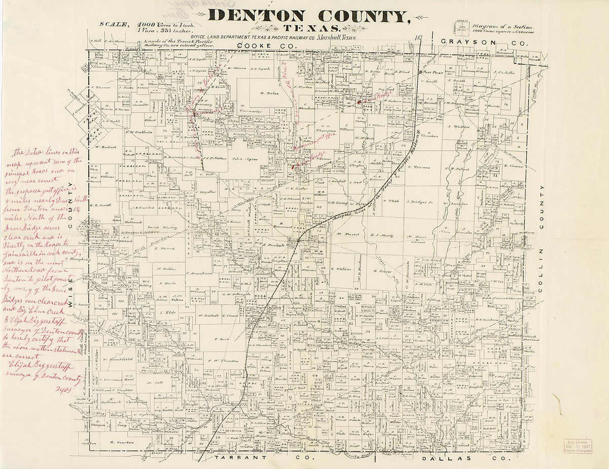 Denton County, Texas 1870 by Relic Map Company