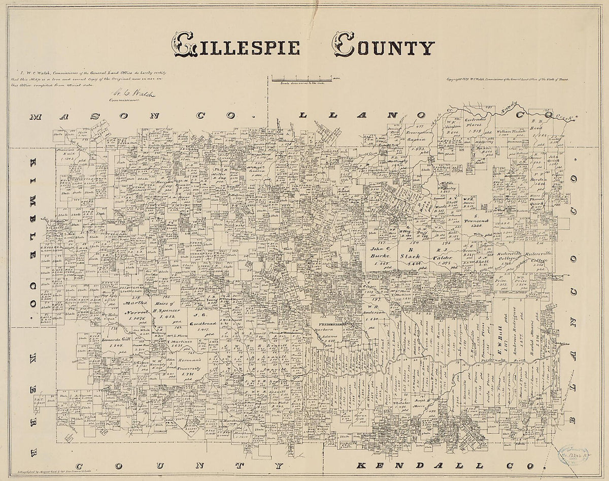 Gillespie County Texas 1879 by Relic Map Company