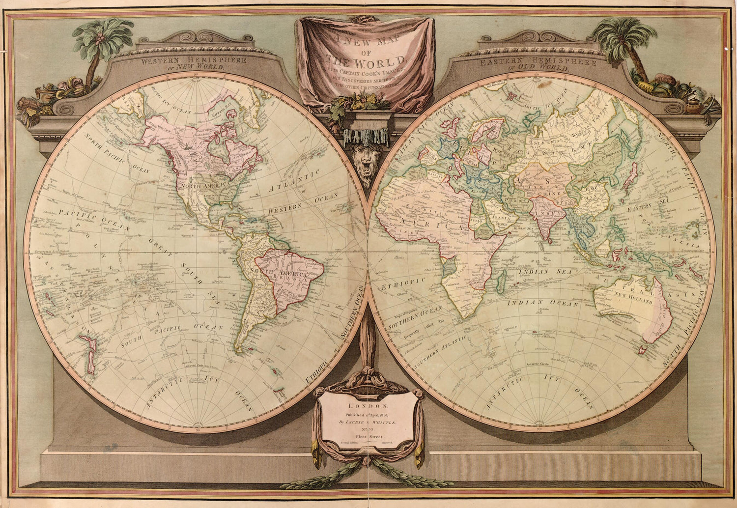 This old map of A New and Elegant Imperial Sheet Atlas, Comprehending General and Particular Maps of Every Part of the World : Principally Compiled from the Great French Atlas, and Others of the Most Distinguished Geographers In Europe, Forming the Compl