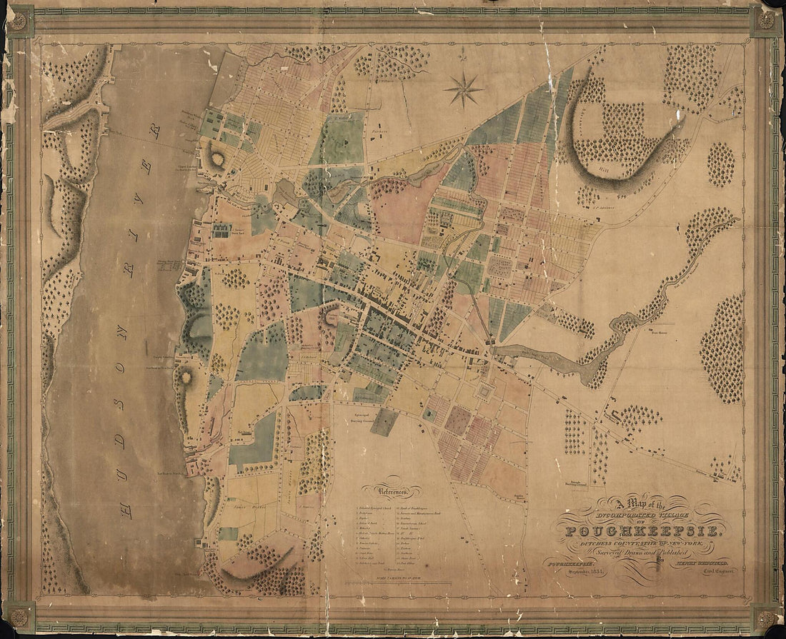 This old map of A Map of the Incorporated Village of Poughkeepsie, Dutchess County, State of New York from 1834 was created by Henry Whinfield in 1834