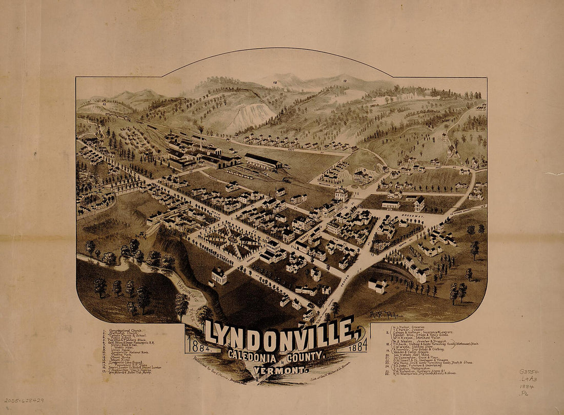 This old map of Lyndonville, Caledonia County, Vermont, from 1884 was created by  Geo. H. Walker &amp; Co, George E. Norris, A. F. Poole in 1884