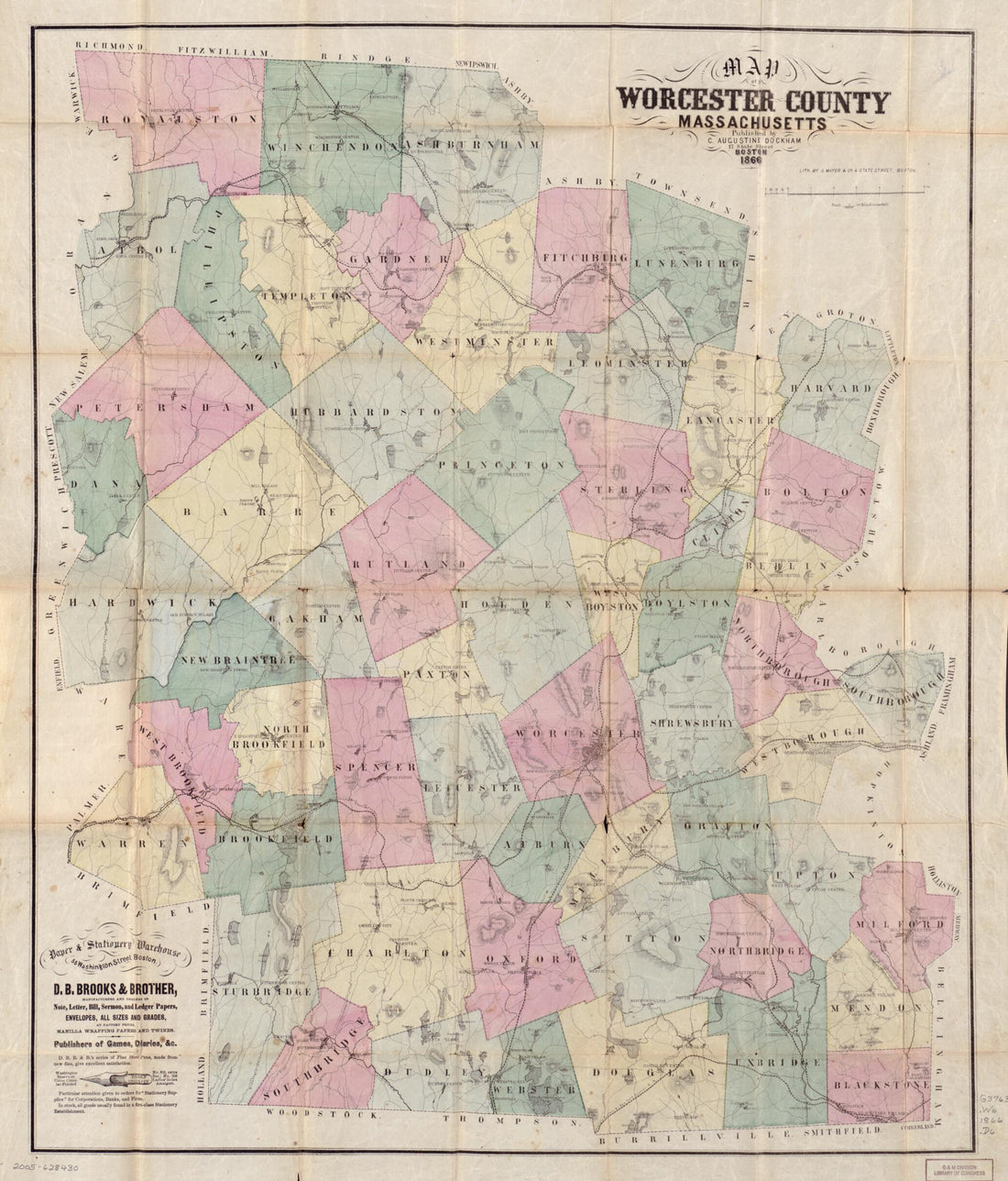 This old map of Map of Worcester County, Massachusetts. (Dockham&