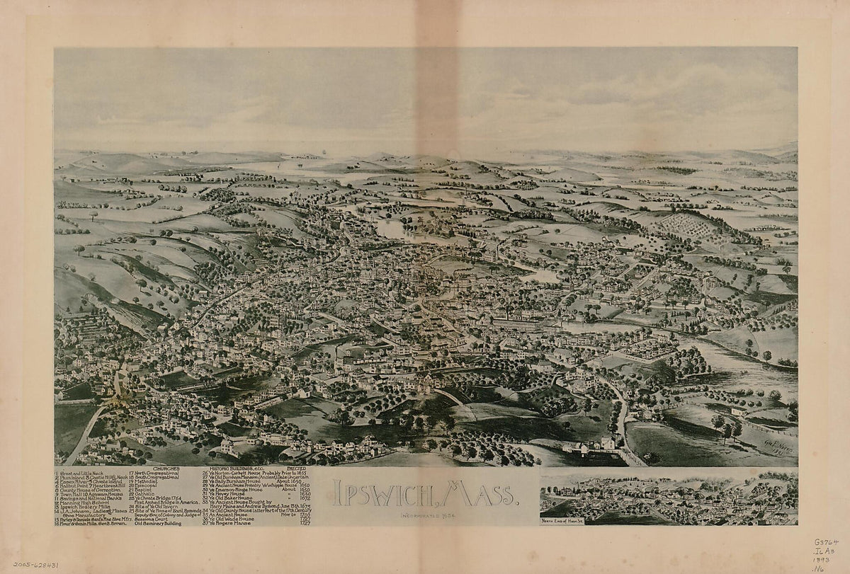 Ipswich, Massachusetts : Incorporated 1634 (Ipswich, Massachusetts) 1893 by Relic Map Company
