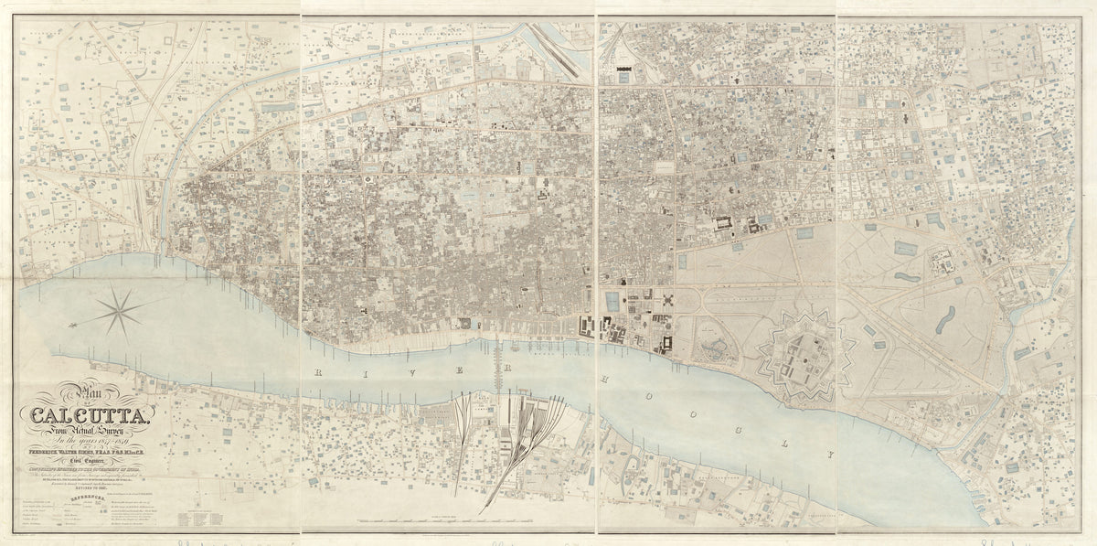 Calcutta, India, Kolkata in 1857 by Relic Map Company