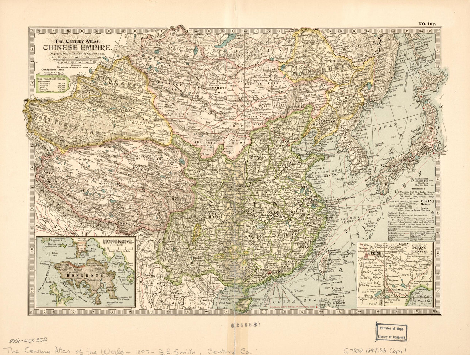 This old map of The Century Atlas, Chinese Empire (Chinese Empire) from 1897 was created by Benjamin E. Smith in 1897