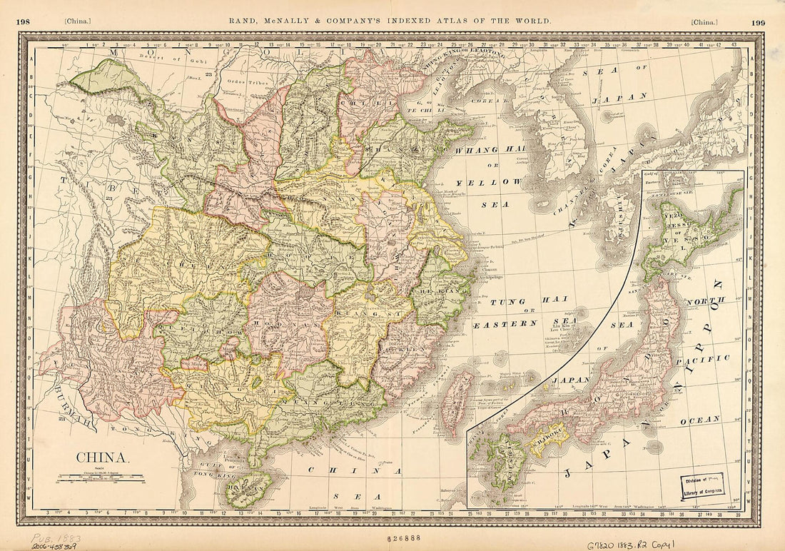 This old map of China from 1883 was created by  Rand McNally and Company in 1883
