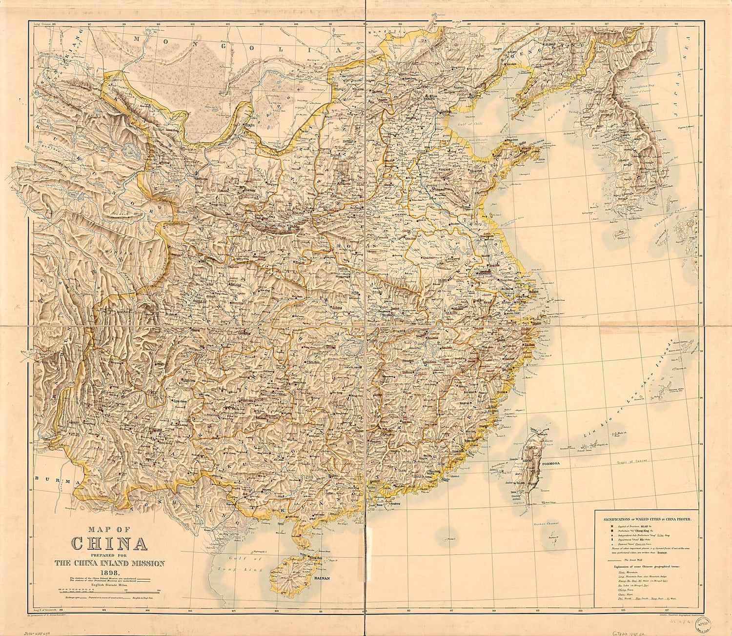 This old map of Map of China : Prepared for the China Inland Mission from 1898 was created by  Edward Stanford Ltd in 1898