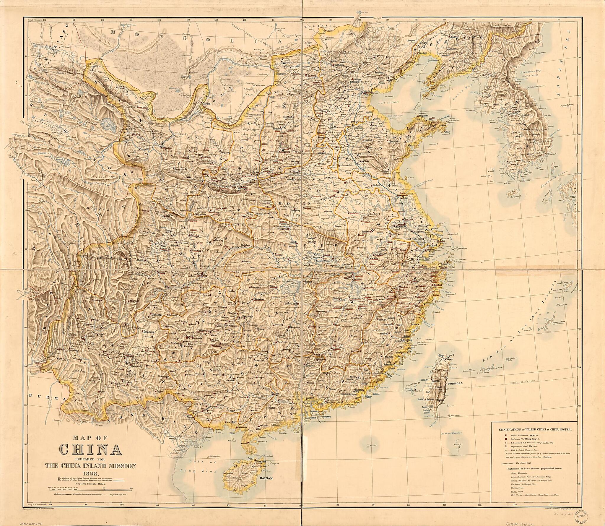 This old map of Map of China : Prepared for the China Inland Mission from 1898 was created by  Edward Stanford Ltd in 1898