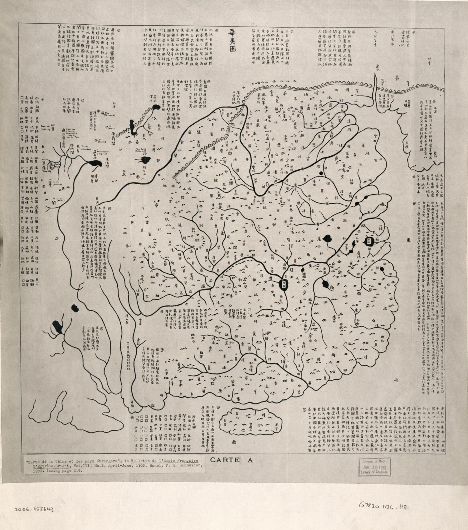 This old map of Hua Yi Tu from 1136 was created by  in 1136