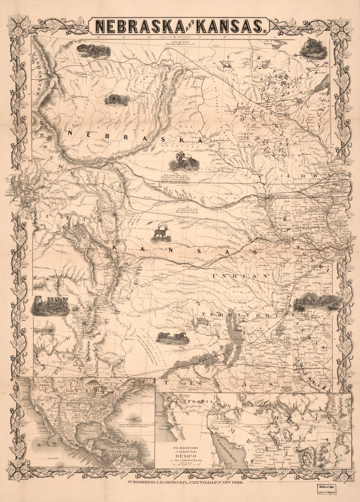 Nebraska and Kansas 1855 by Relic Map Company