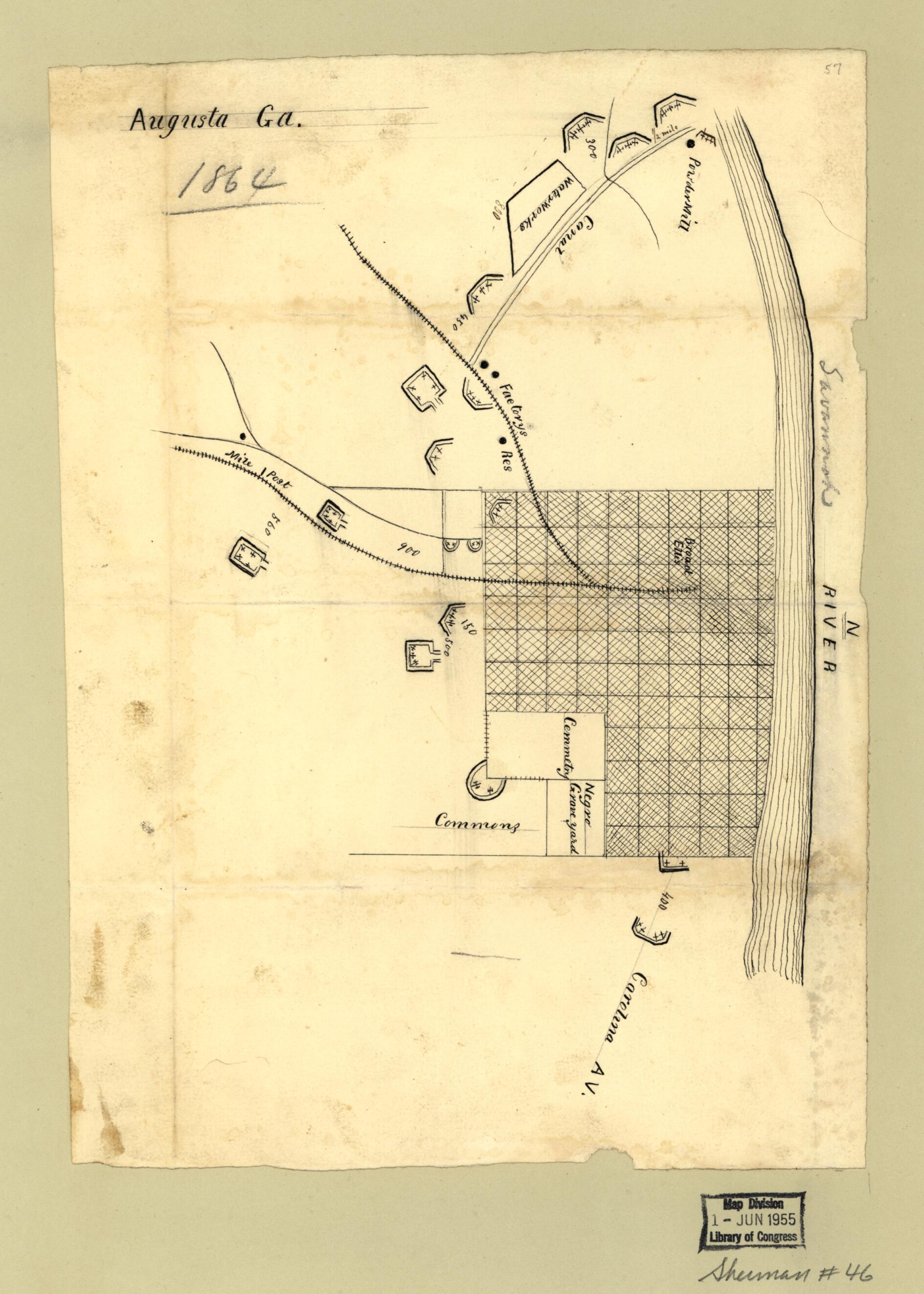 This old map of Augusta, Georgia, from 1864. (Augusta, Georgia, from 1864) was created by  in 1864