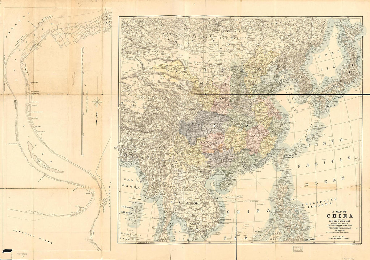 A Map of China ; a Map of Foreign Settlements at Shanghai, 1897 by Relic Map Company
