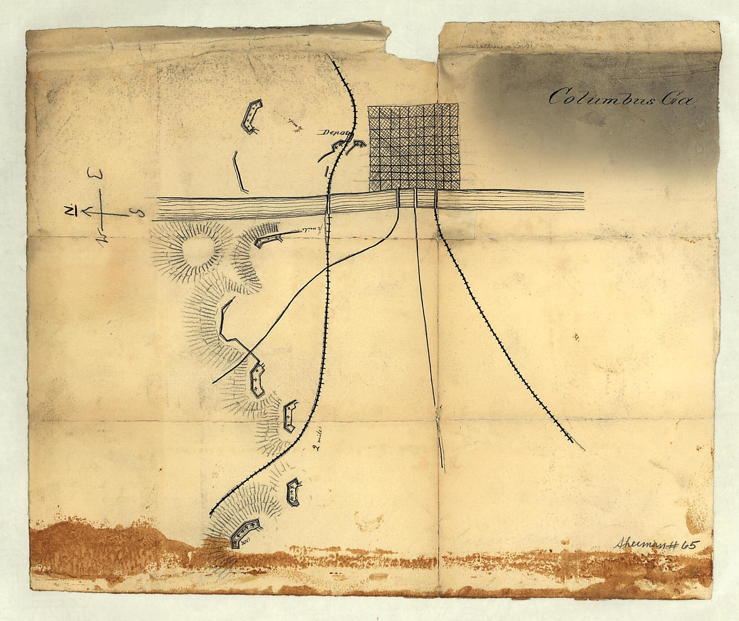 This old map of Columbus, Georgia from 1864 was created by  in 1864