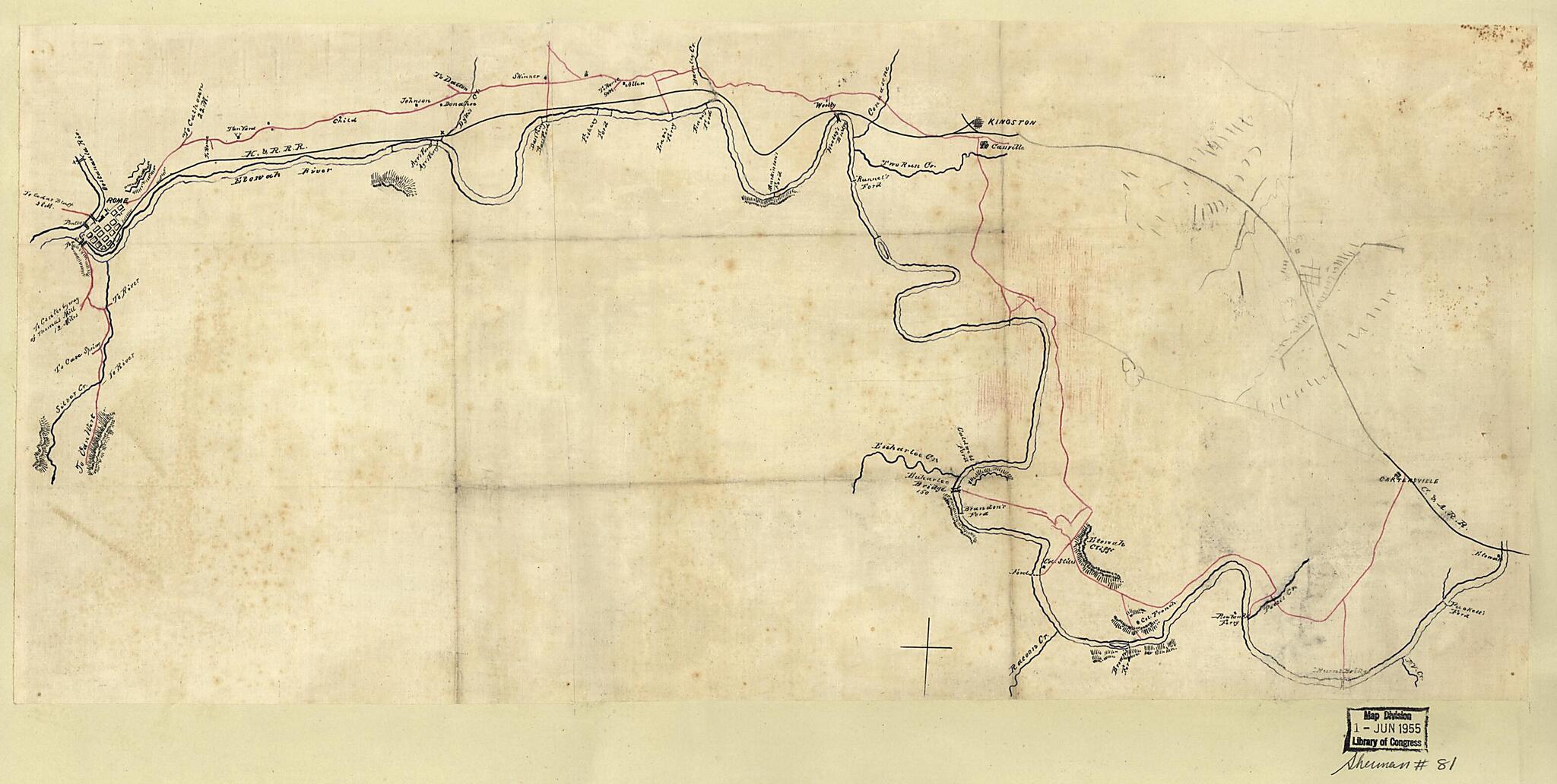 This old map of Map of the Etowah River from Rome to Cartersville, Georgia from 1864 was created by  in 1864