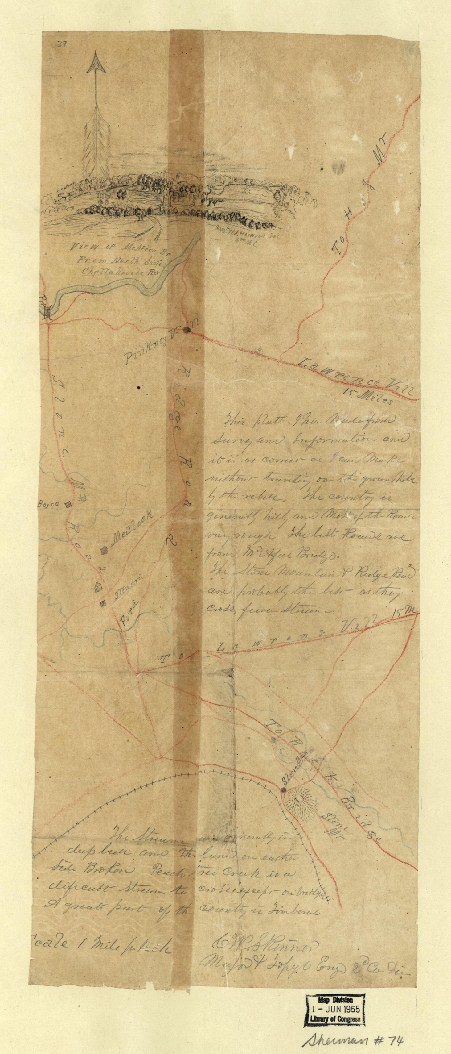 This old map of Map of Part of DeKalb and Gwinnett Counties, from 1864 was created by C. W. (Charles W.) Skinner in 1864