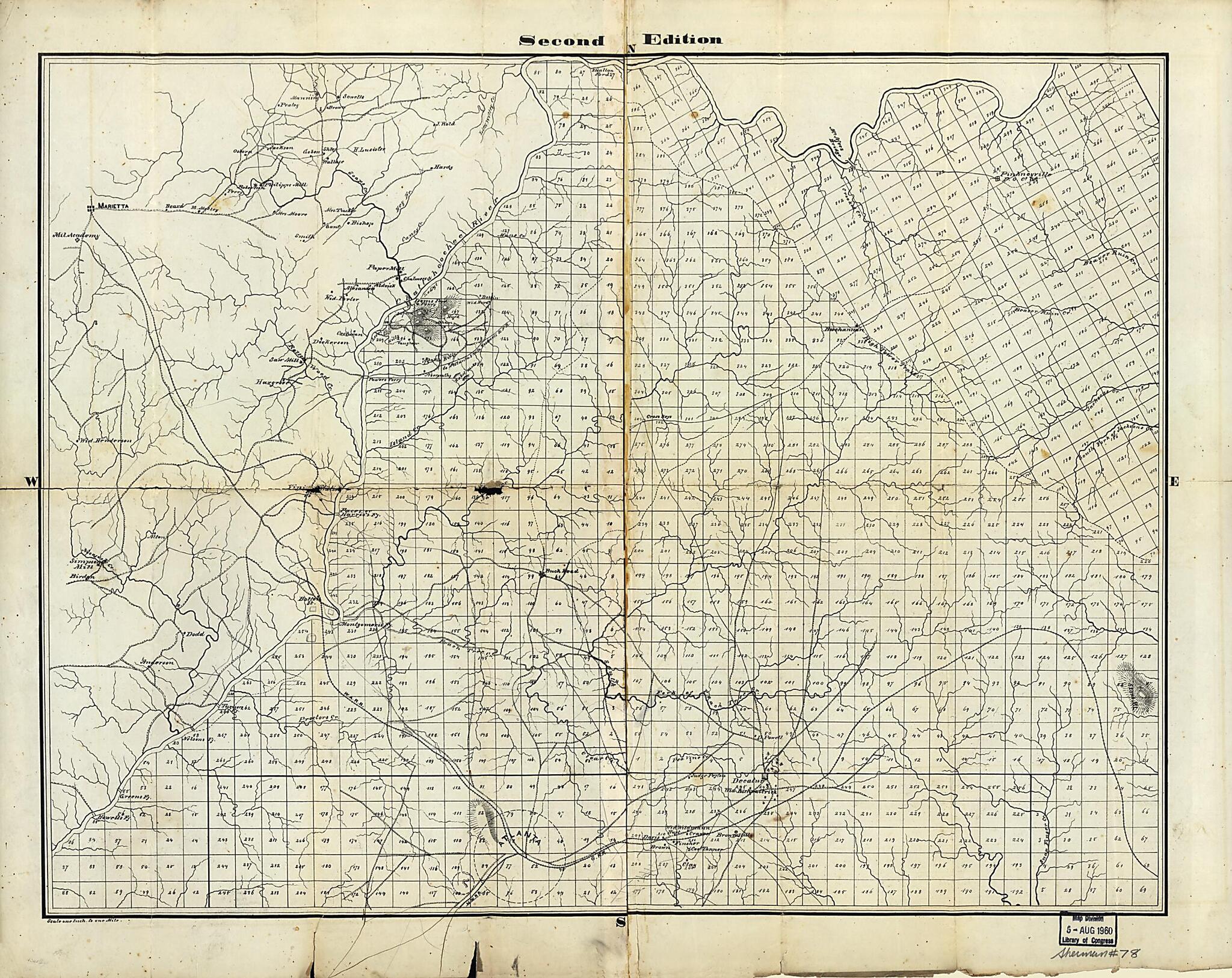 This old map of Part of DeKalb and Fulton County, Georgia : Compiled for the Use of the Topographical Engineers from the Original Land Map and Surveys of DeKalb County from 1864 was created by  United States. Army. Department of the Cumberland. Topograph