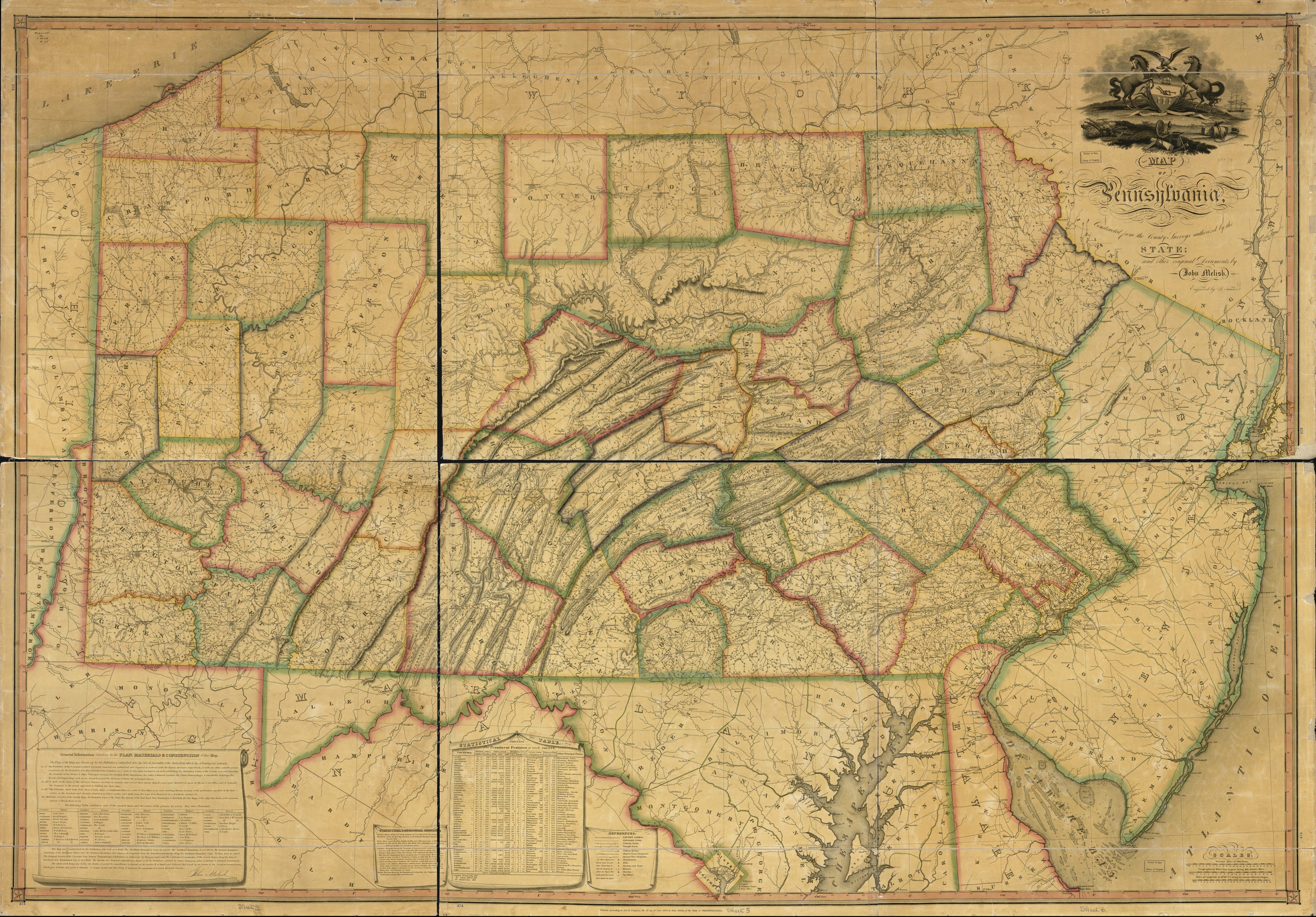 This old map of Map of Pennsylvania : Constructed from the County Surveys Authorized by the State and Other Original Documents from 1822 was created by Francis Kearny, John Melish, Benjamin Tanner in 1822