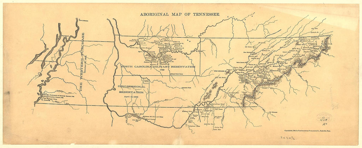 Aboriginal Map of Tennessee 1886 by Relic Map Company