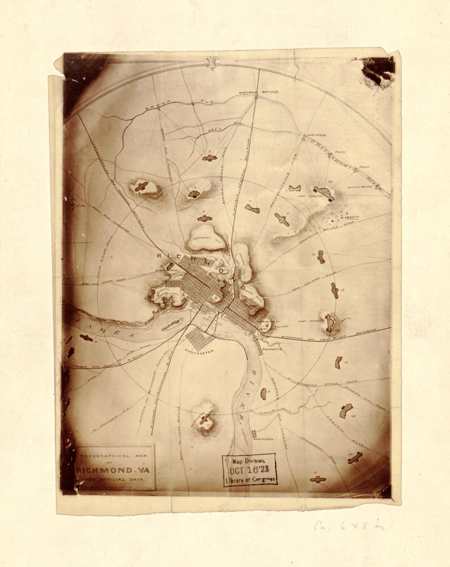 This old map of Topographical Map of Richmond, Va., from Official Data from 1862 was created by  in 1862