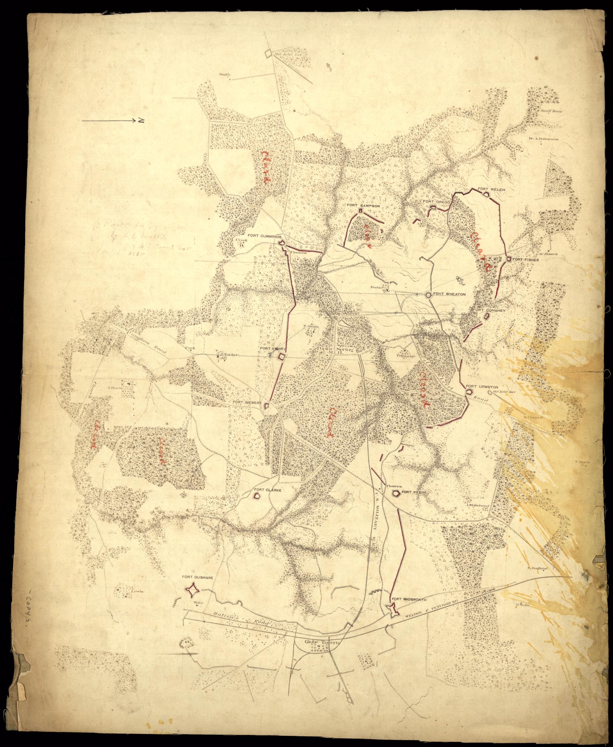 This old map of Map of Part of the Union Lines During the Siege of Petersburg, Virginia from 1865 was created by Lewis E. (Lewis Emory) Walker in 1865