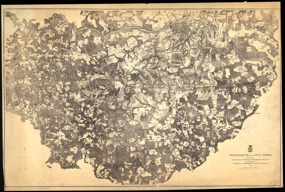 This old map of 1865 from 1867 was created by N. (Nathaniel) Michler in 1867