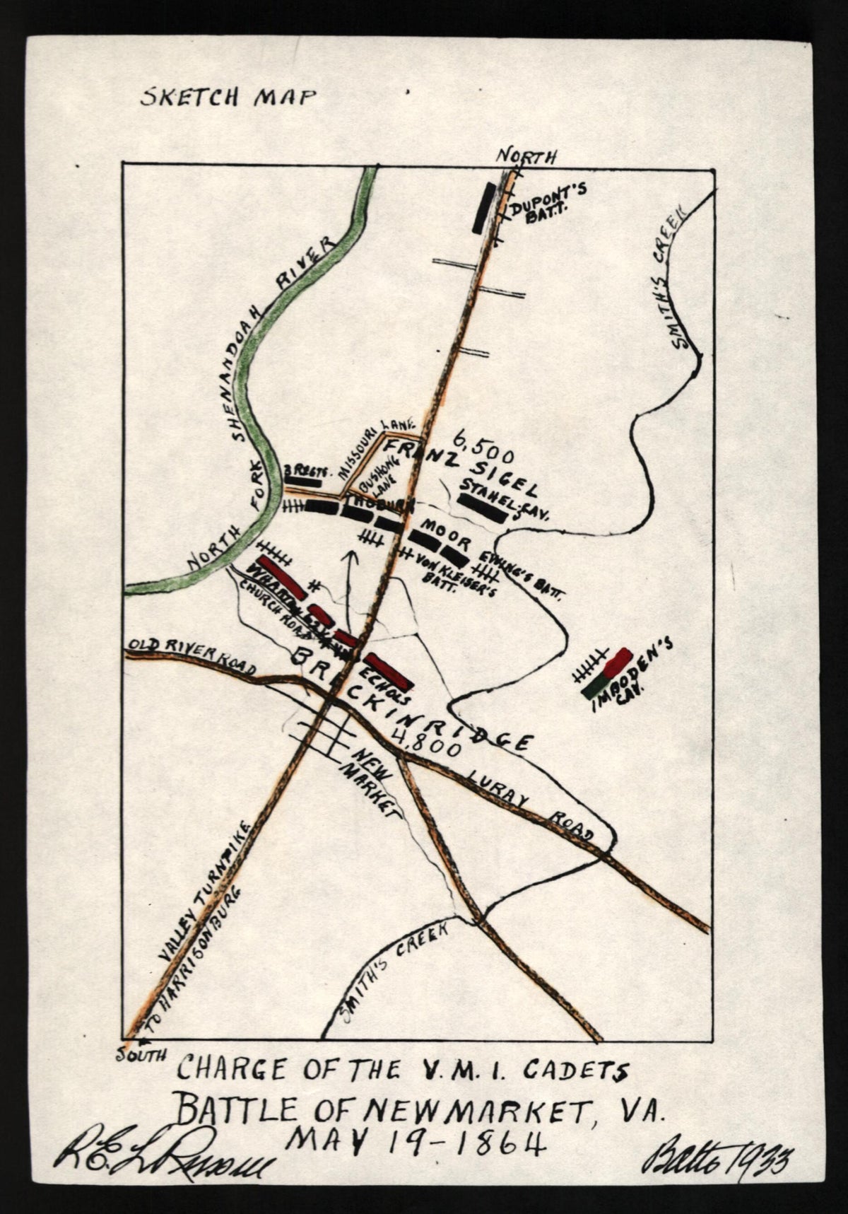Charge of the V.M.I. Cadets : Battle of New Market, Va., May 19, 1864 by Relic Map Company