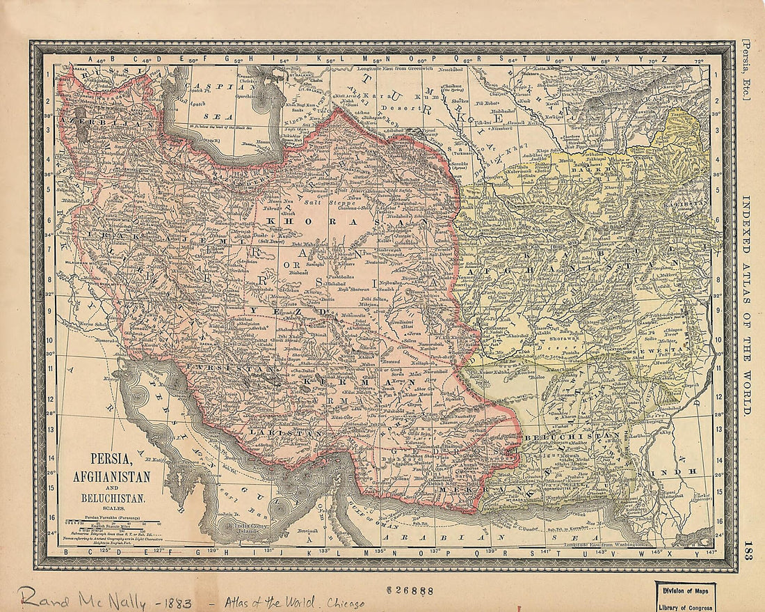 This old map of Persia, Afghanistan and Beluchistan. (Persia, Etc) from 1883 was created by  Rand McNally and Company in 1883