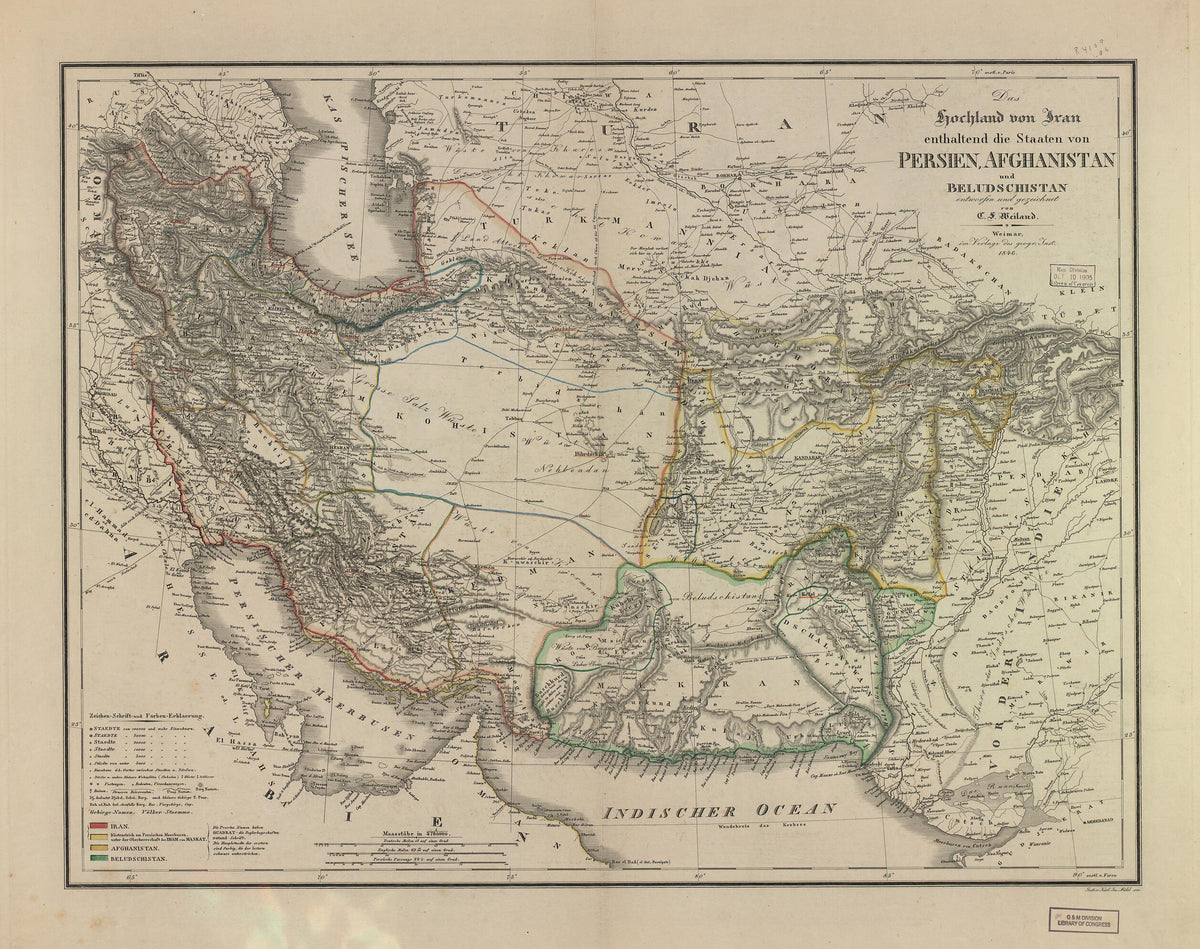 Das Hochland Von Iran Enthaltend Die Staaten Von Persien, Afghanistan Und Beludschistan 1846 by Relic Map Company