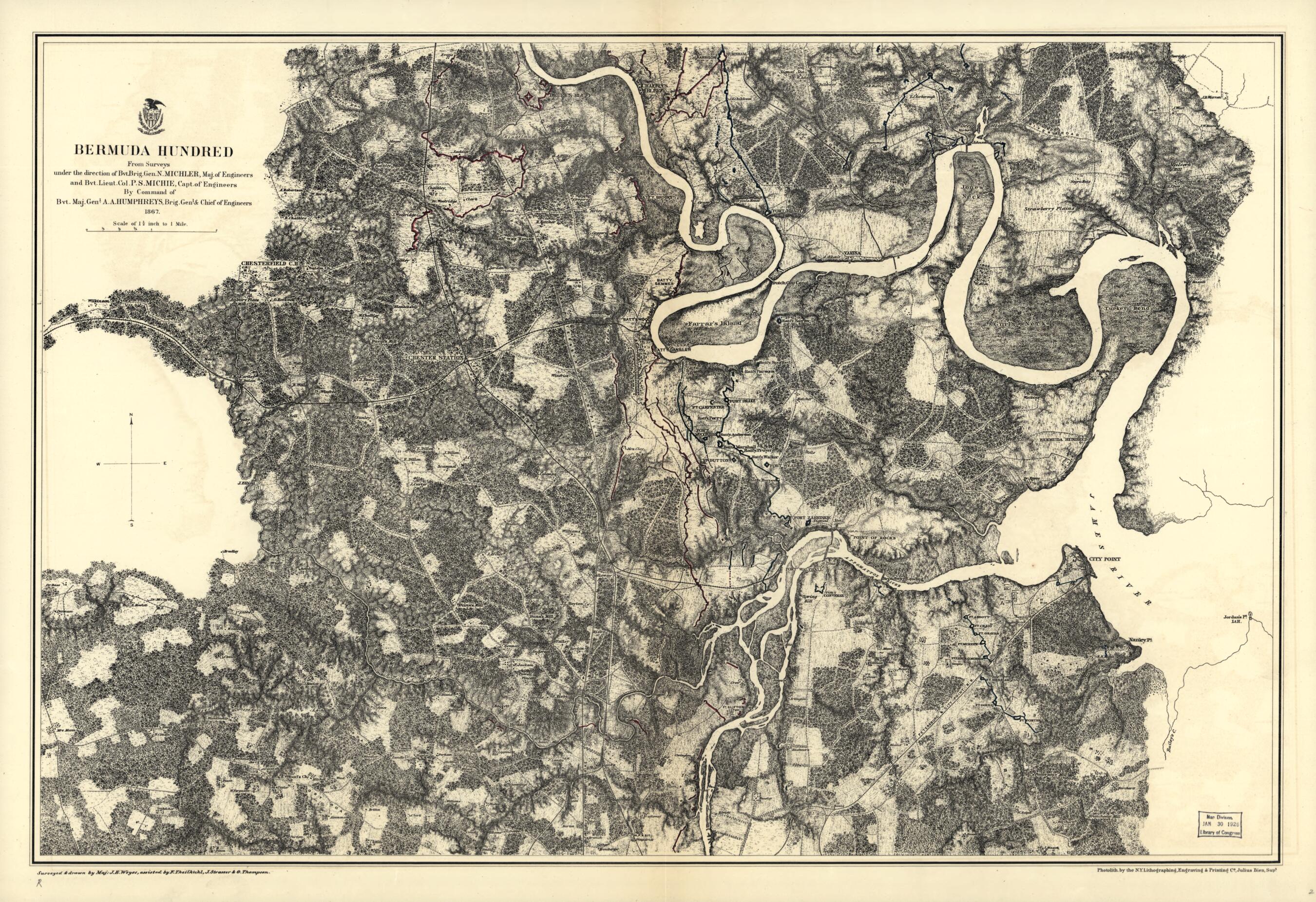 This old map of 1865 from 1867 was created by Peter Smith Michie, N. (Nathaniel) Michler, J. E. Weyss in 1867