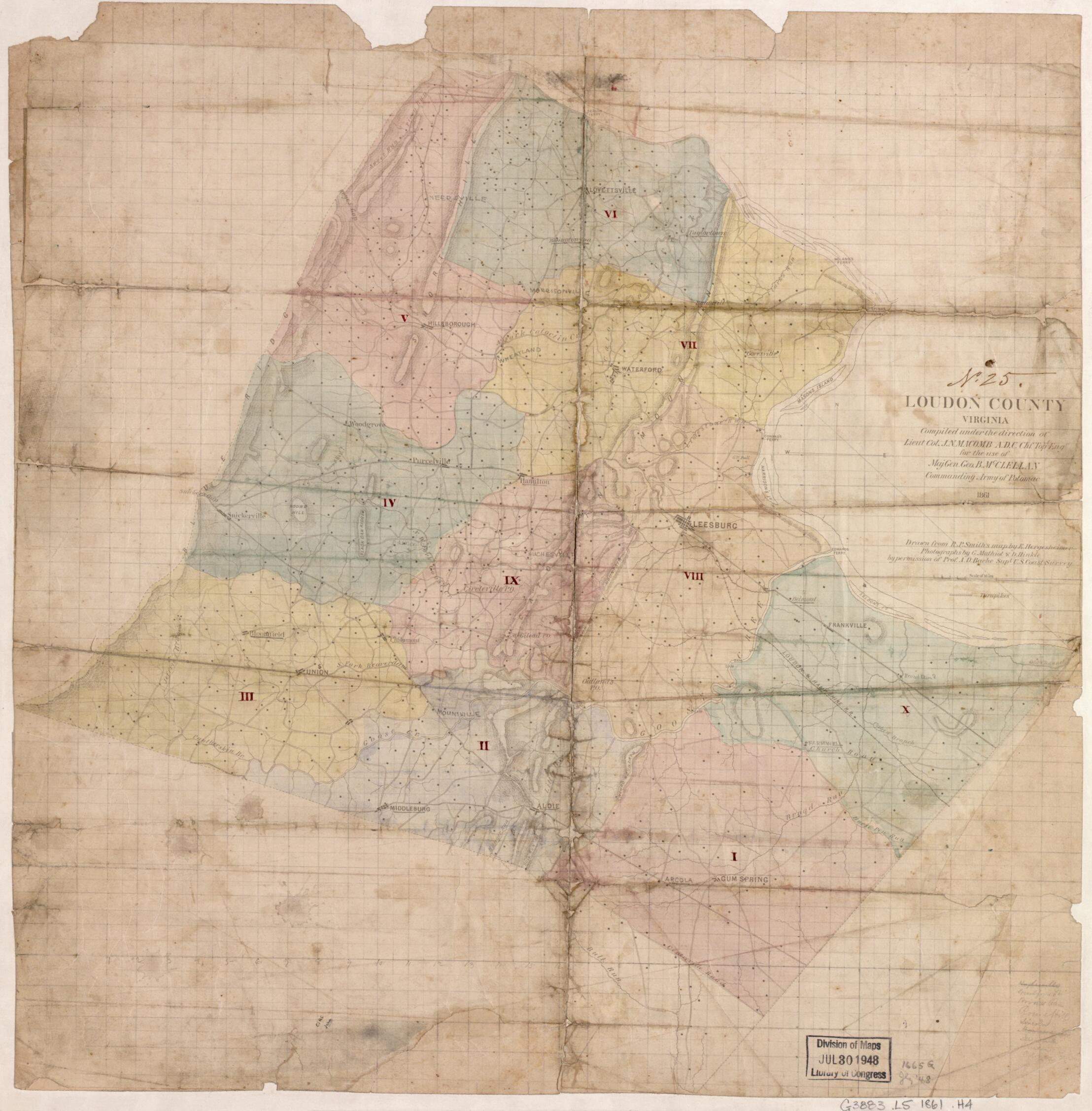 This old map of Loudoun County, Virginia from 1861 was created by E. (Edwin) Hergesheimer in 1861